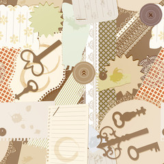 vector seamless pattern with scrapbook design elements