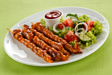 Grilled meat and vegetables