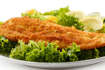 Fish dish - fried fish fillet with vegetables