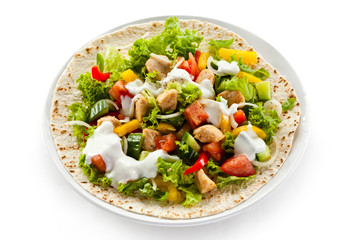 Kebab - grilled meat and vegetables