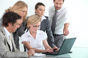 Sales team in training