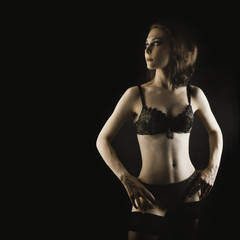 Fototapeta premium Sexy woman in black lingerie