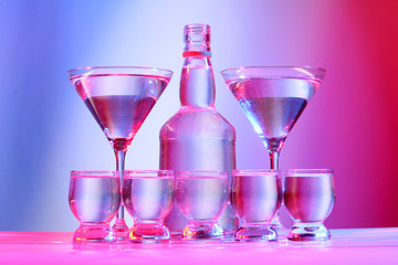Tequila cups and one bottle