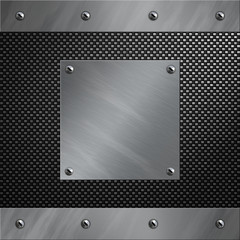 Brushed aluminum frame bolted to a carbon fiber background