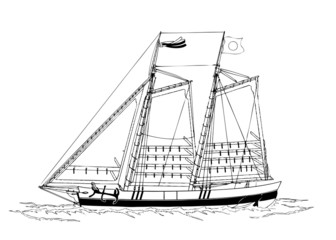 帆船-線画