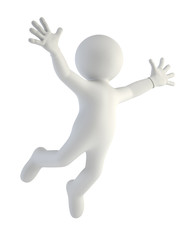 3d small people - happy jump in air