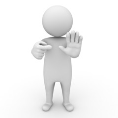 3d man making stop or no sign