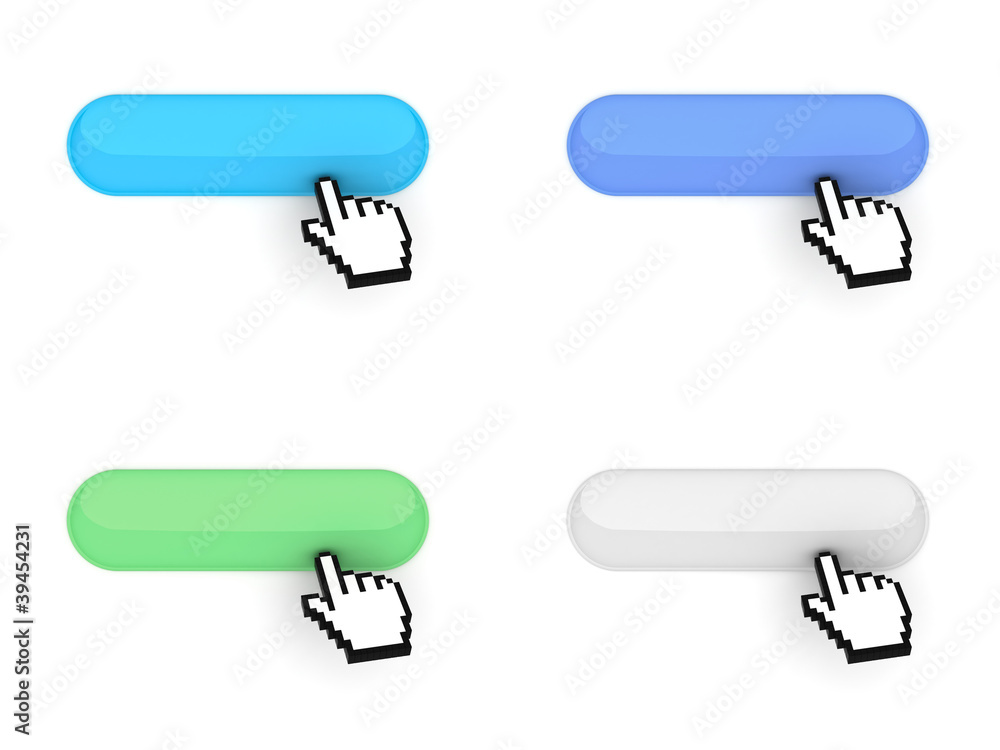 Poster Blank web buttons with hand cursor