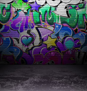Graffiti wall urban street art painting