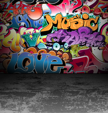 Fototapeta Graffiti wall urban street art painting