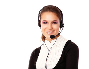 A female customer service consultant, closeup