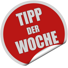 Sticker rot rund curl unten TIPP DER WOCHE