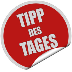 Sticker rot rund curl unten TIPP DES TAGES