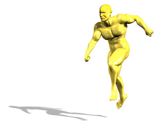Gold hero man statue running