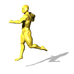 Gold hero man statue running