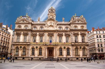 Fototapeta na wymiar City Hall of Lyon Bellecour Place