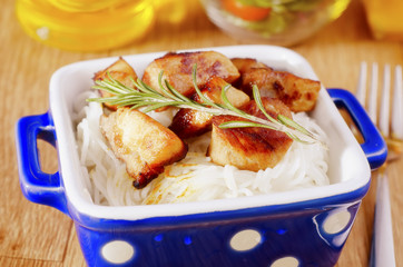 rice noodle with baked meat