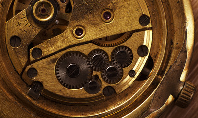 close up view of gears from old mechanism