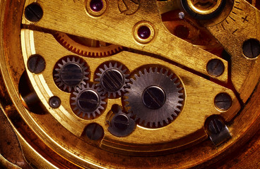 close up view of gears from old mechanism