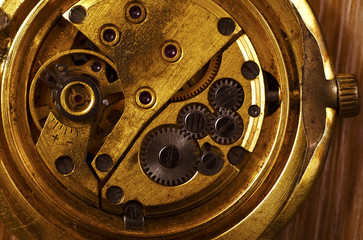 close up view of gears from old mechanism