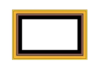 Modern gold frame. Isolated over white