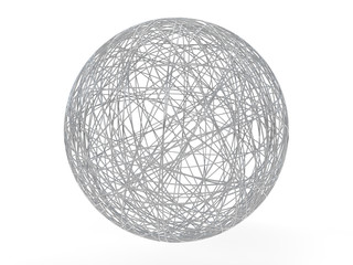 Wireframe metal ball 3d render