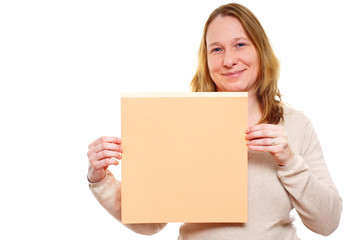 Fototapeta premium Young woman with a billboard