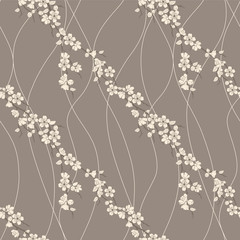 Vector seamless pattern with sakura branch
