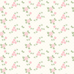 Spring seamless pattern with hearts and roses