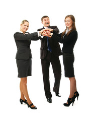 Image of business people putting their hands