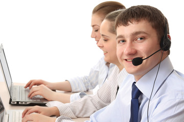 Friendly customer service consultants working