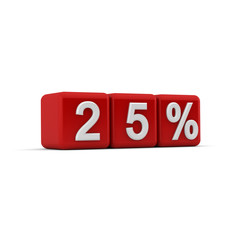 3D red blocks with twenty five percent text