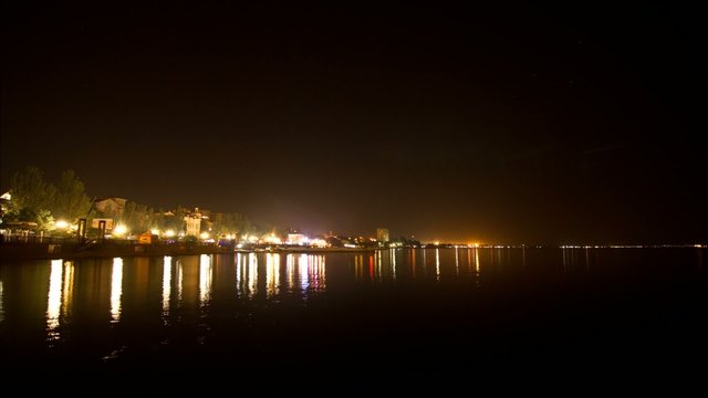 Time lapse Night City of Theodosius, the coast