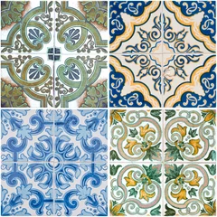 No drill light filtering roller blinds Moroccan Tiles Vintage ceramic tiles
