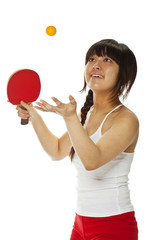 Young Asian woman with a ping-pong racket