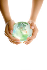 Hands Holding Crystal Globe