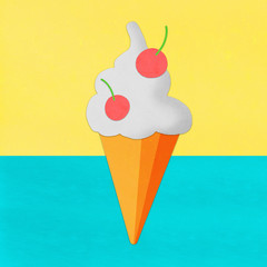 ice cream on hand made paper