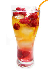 fruit cold juice drink with raspberry