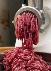minced meat in grinder