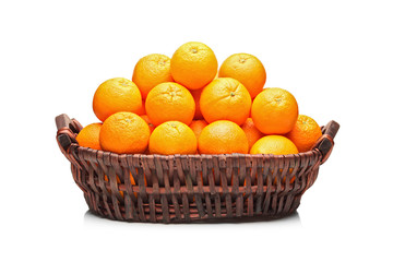 Many oranges in a basket