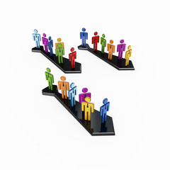 Obraz premium 3d small people on a black arrows.