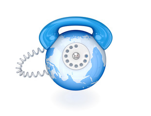 Worldwide telephone connection concept.