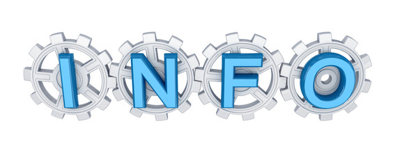 Word INFO and white gears.