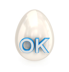 Big egg with a word OK.