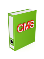 Green folder with red word CMS.