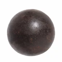 Foto op geborsteld aluminium Bol Oude roestige ijzeren metalen bal geïsoleerd op een witte achtergrond