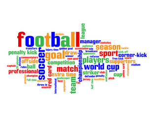 Fototapeta premium FOOTBALL Tag Cloud (soccer sport goal match player live scores)