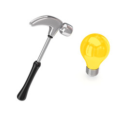 Chromed hammer and yellow bulb.