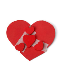 red hearts , isolated on white background