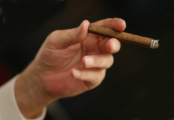 Hand holding cigar